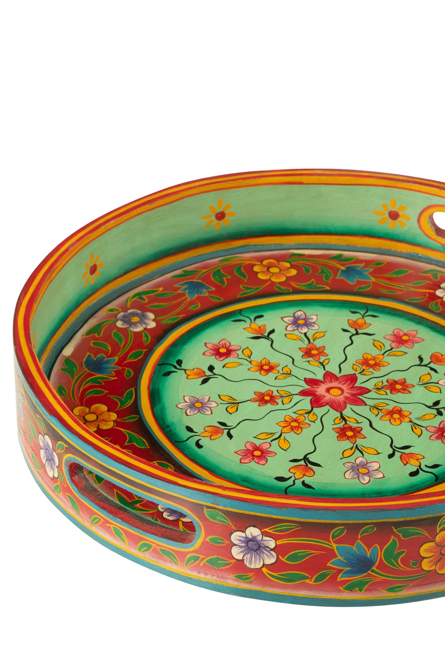 Handvatten voor dienbladen van rond mangohoutmix