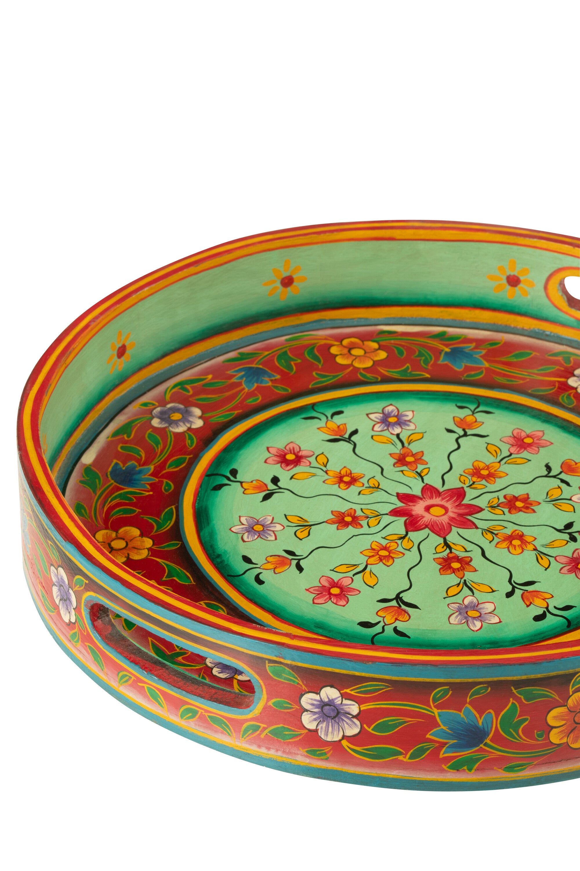 Handvatten voor dienbladen van rond mangohoutmix