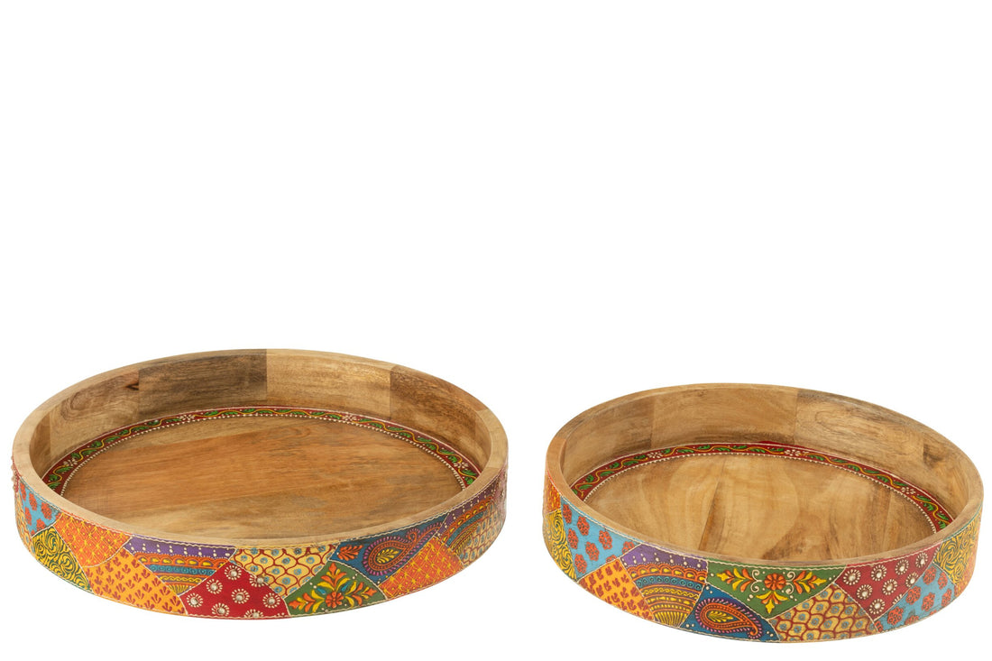 Set van 2 dienbladen 2 handvatten Delhi mangohout mix