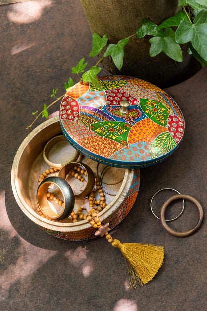 Doos + Deksel Delhi Ronde Mangohout Mix