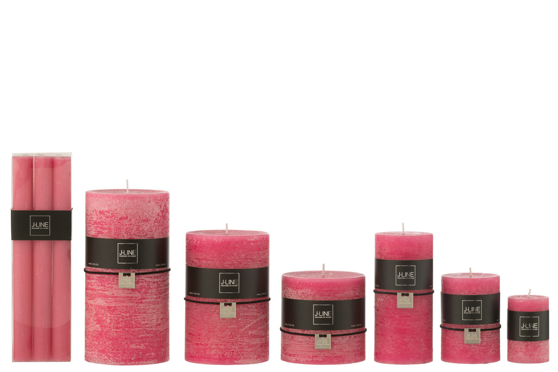 Doos met 6 tafelkaarsen roze 9 uur