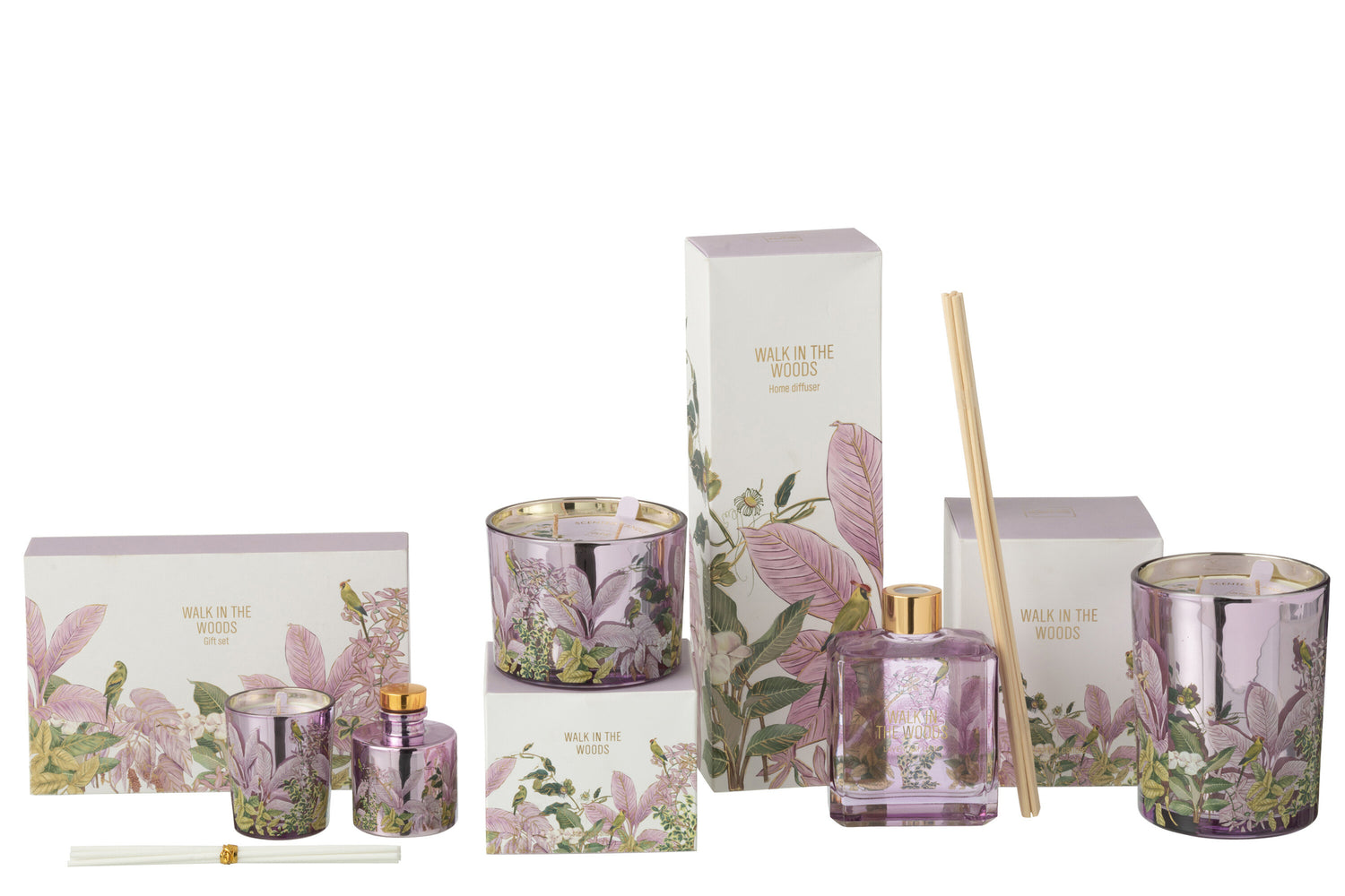 Geschenkset Kaars+Diffuser Walk In The Woods Roze