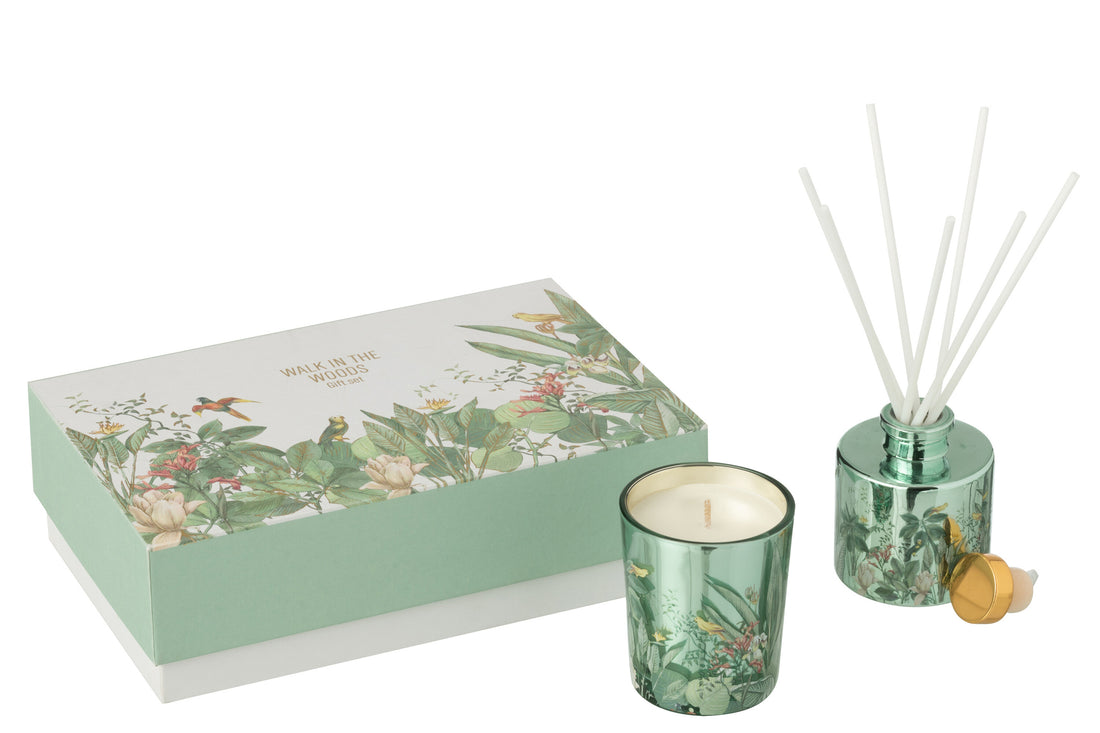 Cadeauset Kaars+Diffuser Wandeling In Het Bos Groen