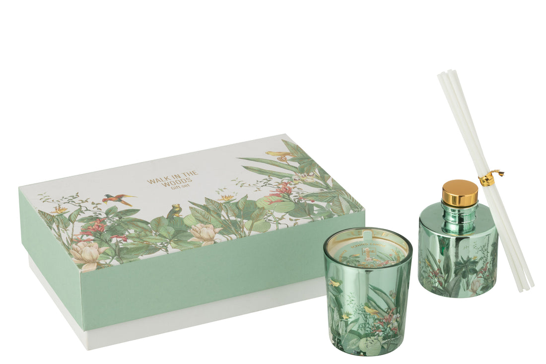 Cadeauset Kaars+Diffuser Wandeling In Het Bos Groen