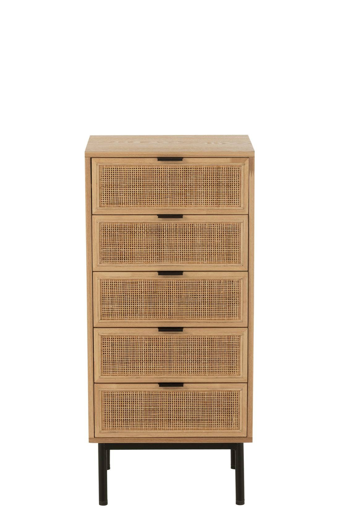 Kast 5 laden Mdf/Metaal Natuurlijk/Zwart