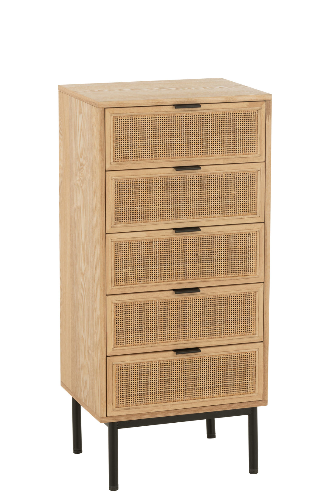Kast 5 laden Mdf/Metaal Natuurlijk/Zwart
