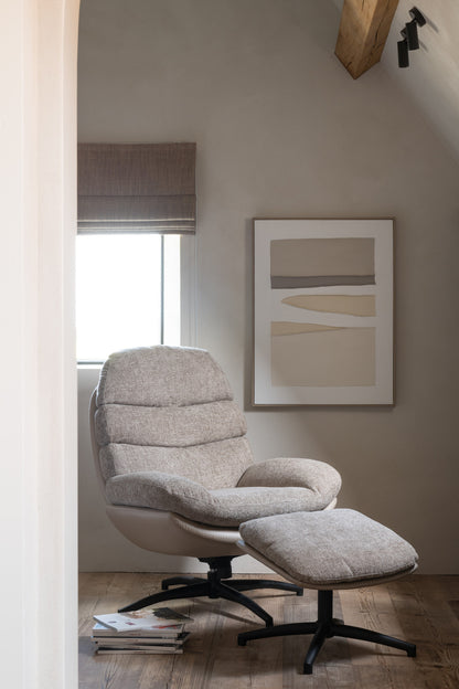 Ontspannen bank + voetenbank Metaal/Meubelplaat Donkergrijs/Zwart