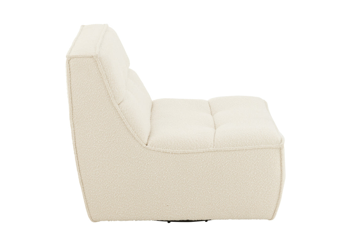 Chair Swivel Square Poplar Wood/Foam Cream