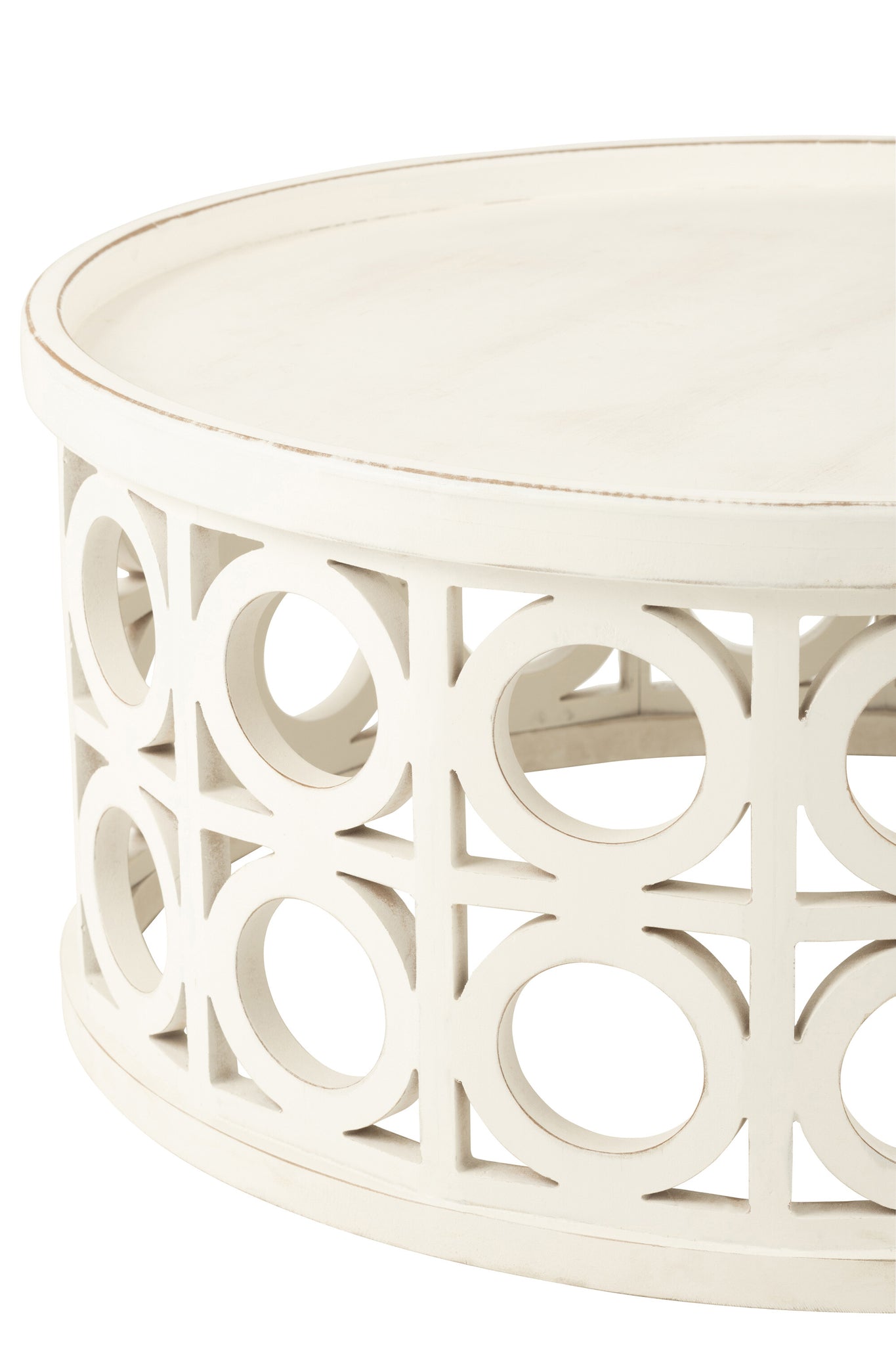 Salontafel met houtsnijwerk van vurenhout/MDF wit