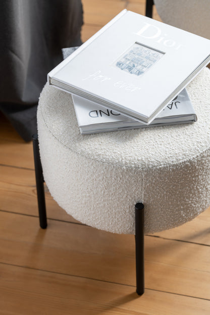 Kruk Boucle Triplex/Polyester Wit/Zwart