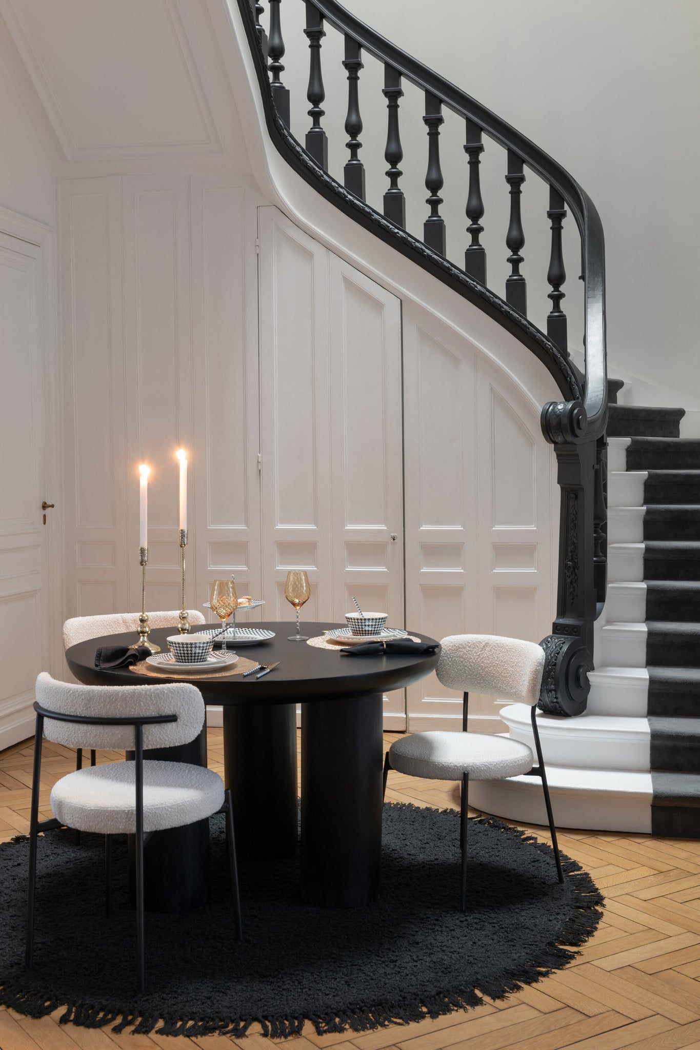 Stoel Boucle Triplex/Polyester Wit/Zwart