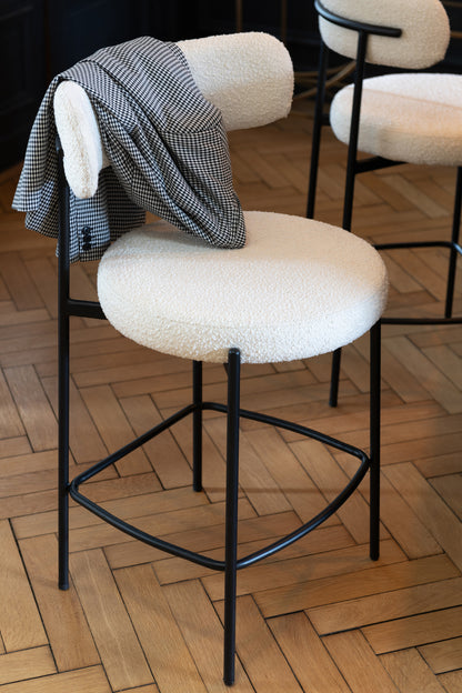 Barstoel Boucle Triplex/Polyester Wit/Zwart