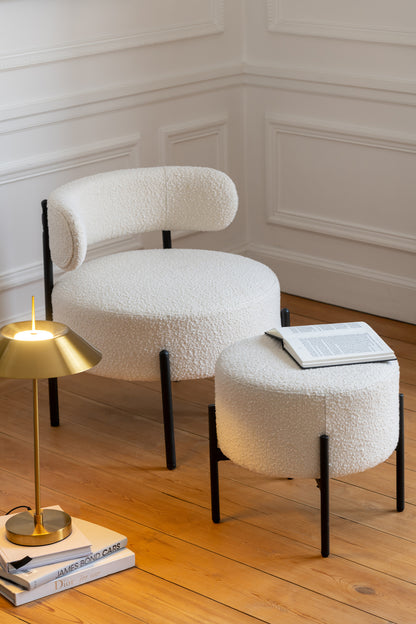 Lounge stoel Boucle Triplex/Polyester Wit/Zwart