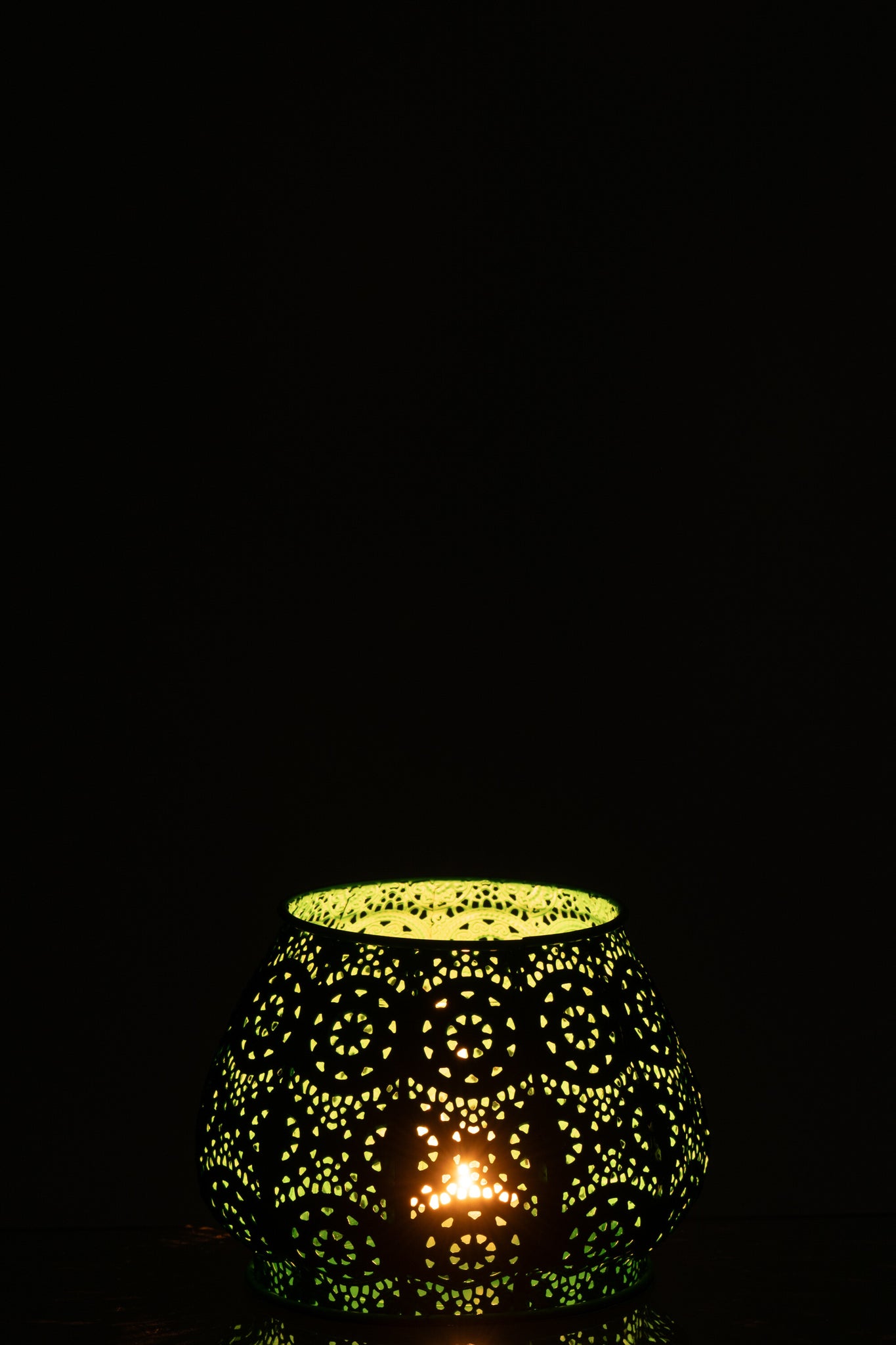 Theelichthouder Cilinder Metaal/Glas Cyaan Groot
