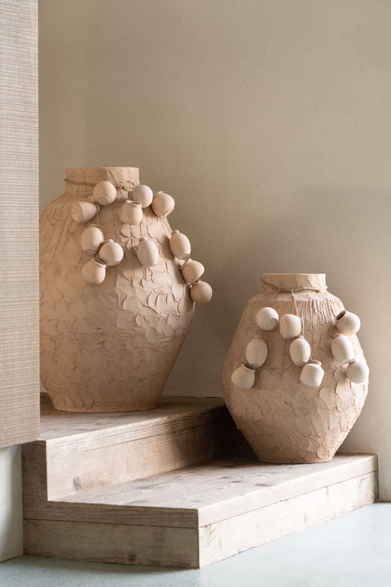 Pot + Hangende Potten Klei Natuurlijk Groot