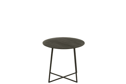 Salontafel rond teakhout/metaal zwart