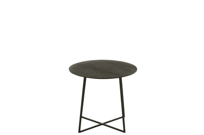 Salontafel rond teakhout/metaal zwart