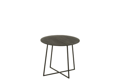 Salontafel rond teakhout/metaal zwart