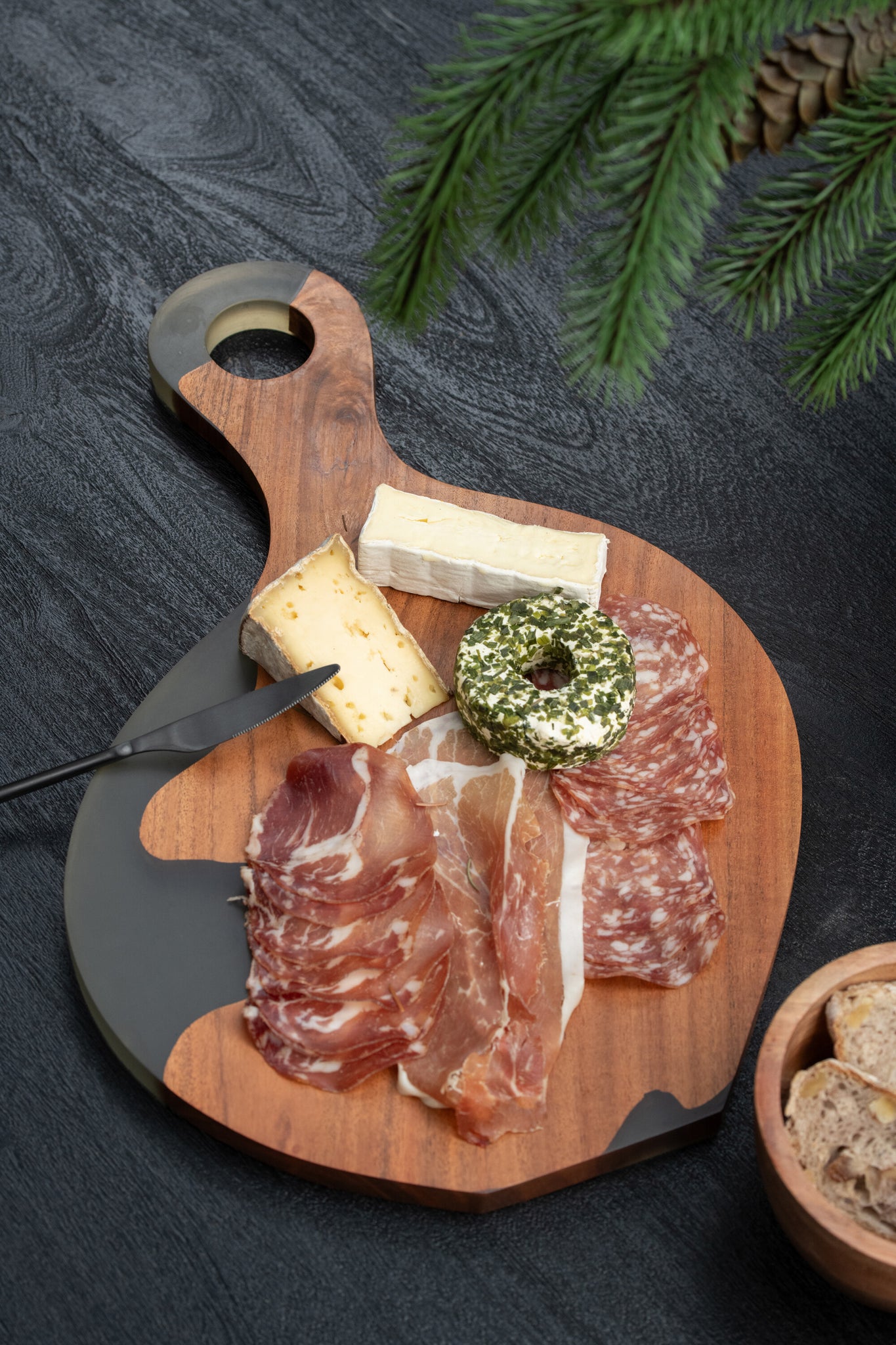 Cutting Board Modern Acacia Wood/Resin Natural/Black