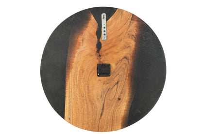 Wandklok Modern Acaciahout/Hars Natuurlijk/Zwart