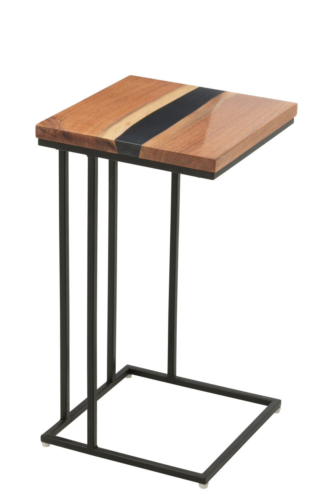 Bijzettafel Vierkant Acaciahout/Hars Natuur/Zwart