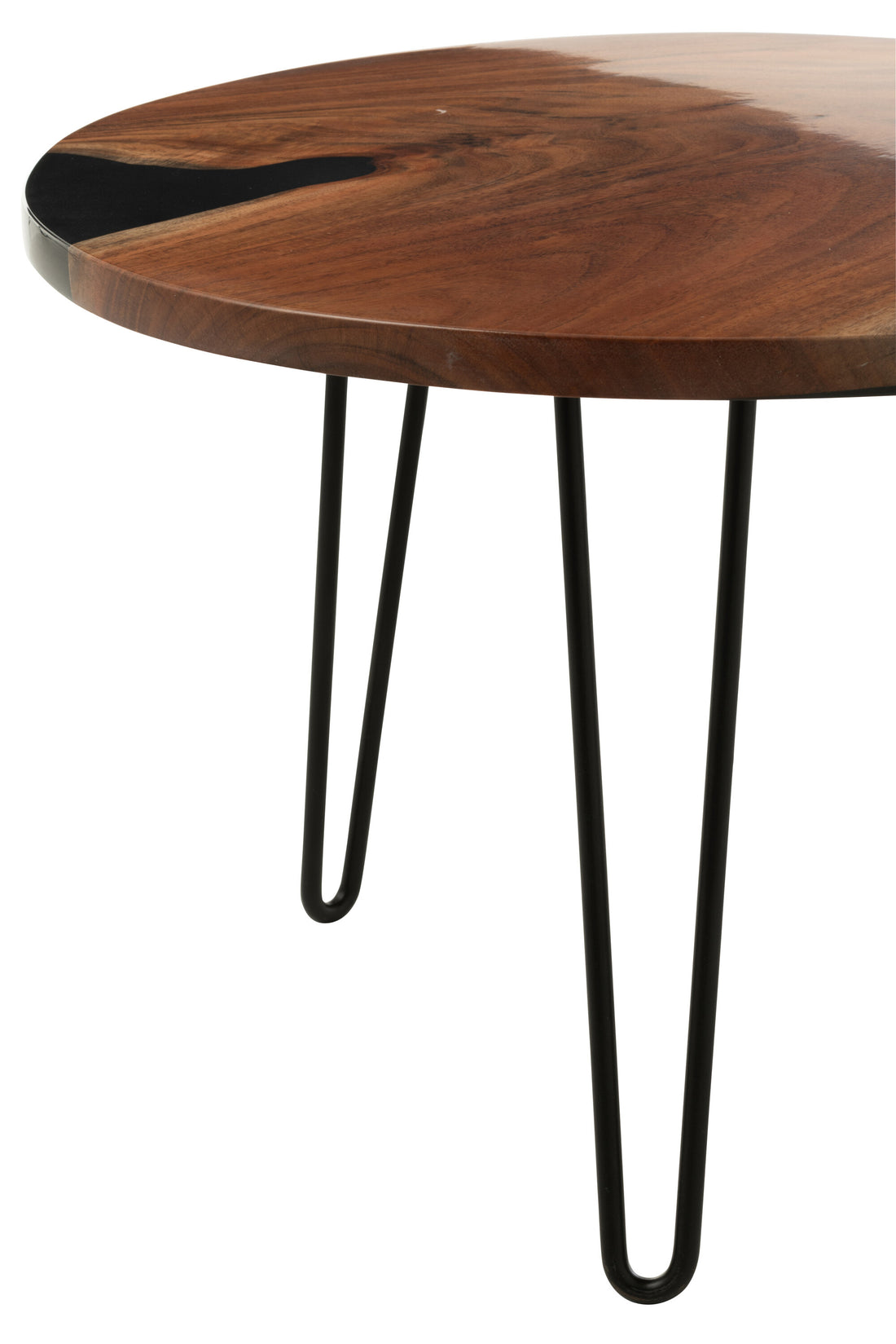 Bijzettafel rond acaciahout/hars natuurlijk/zwart