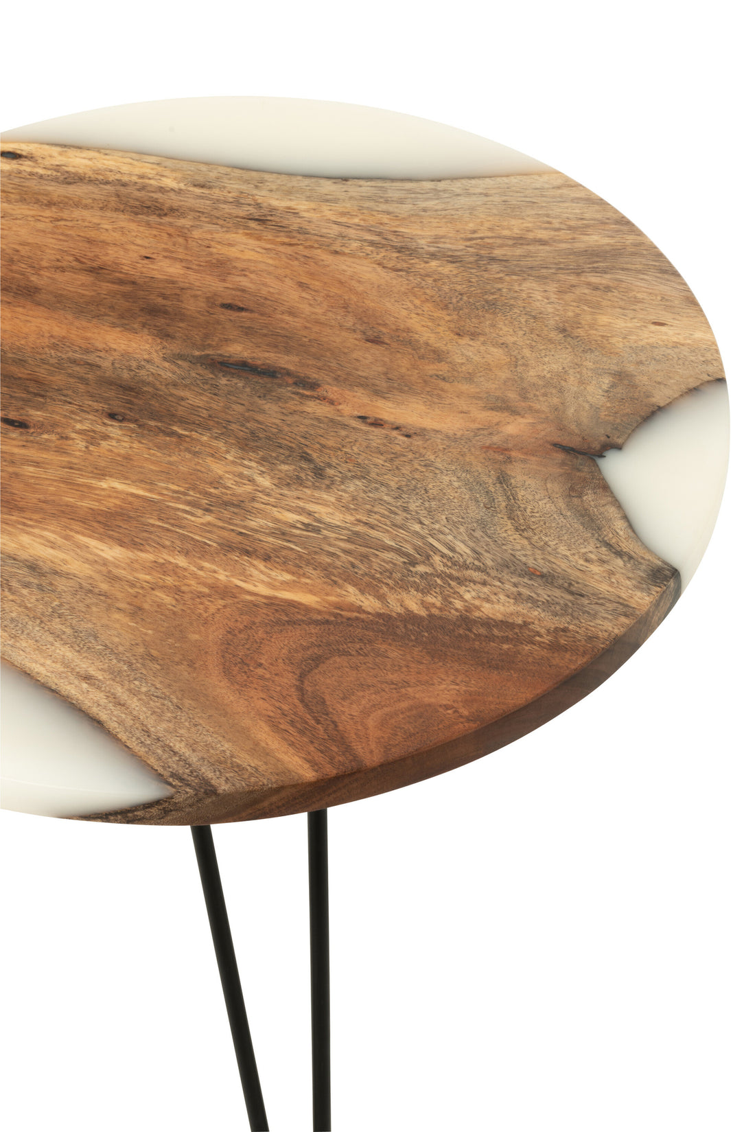 Side Table Round Acacia Wood/Resin Natural/White