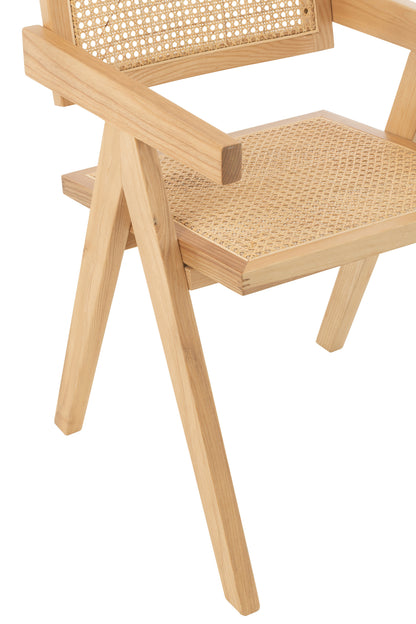 Stoelrooster van essenhout/rotan natuurlijk