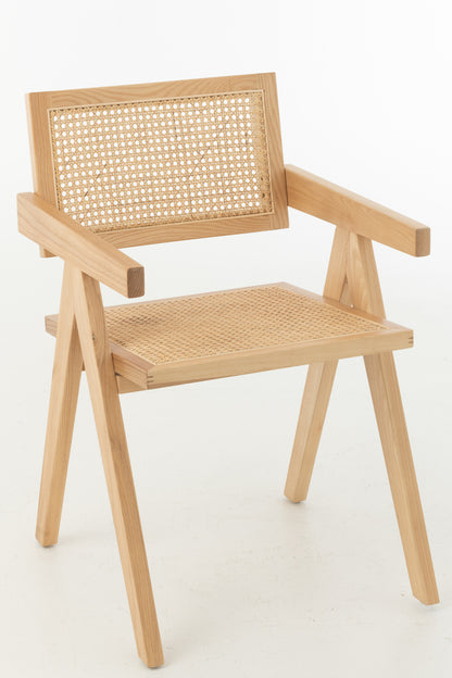 Stoelrooster van essenhout/rotan natuurlijk