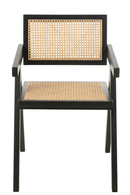 Chair Grid Ash Wood/Rattan Black