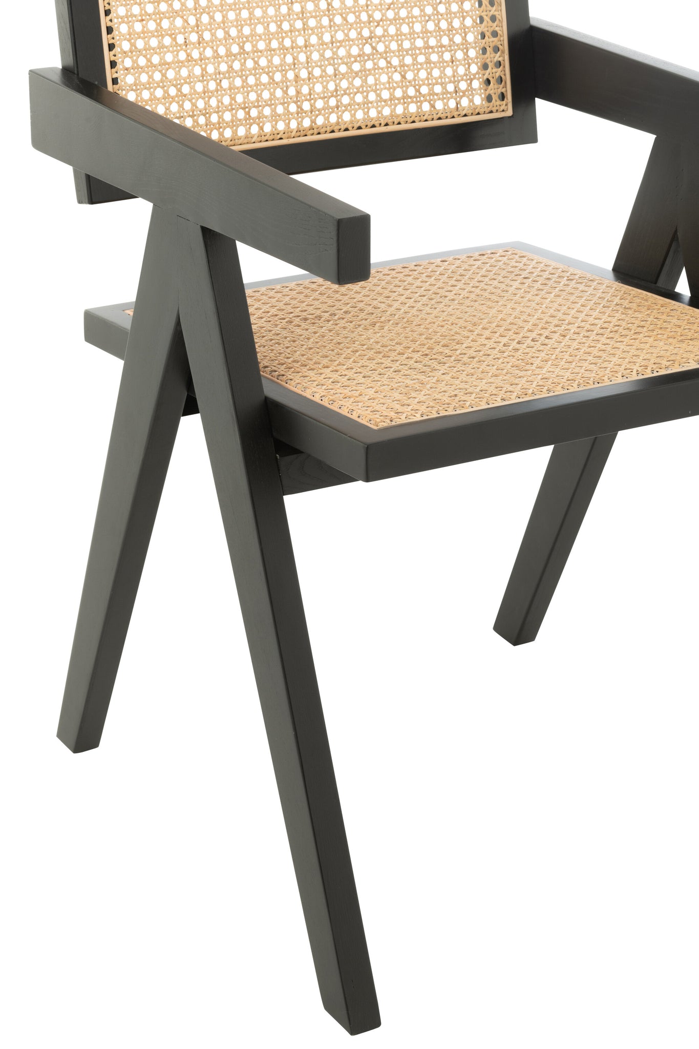 Chair Grid Ash Wood/Rattan Black
