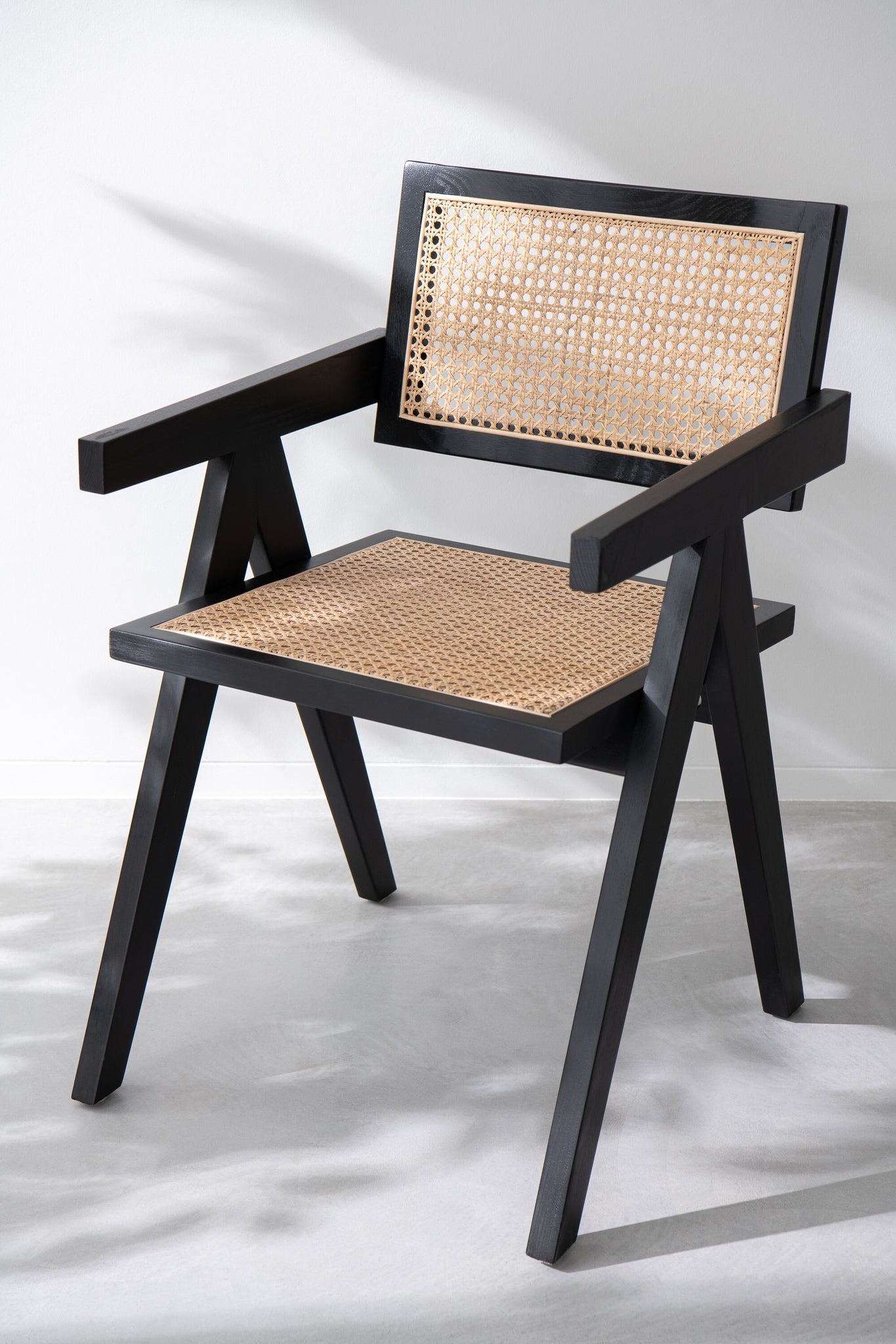 Chair Grid Ash Wood/Rattan Black
