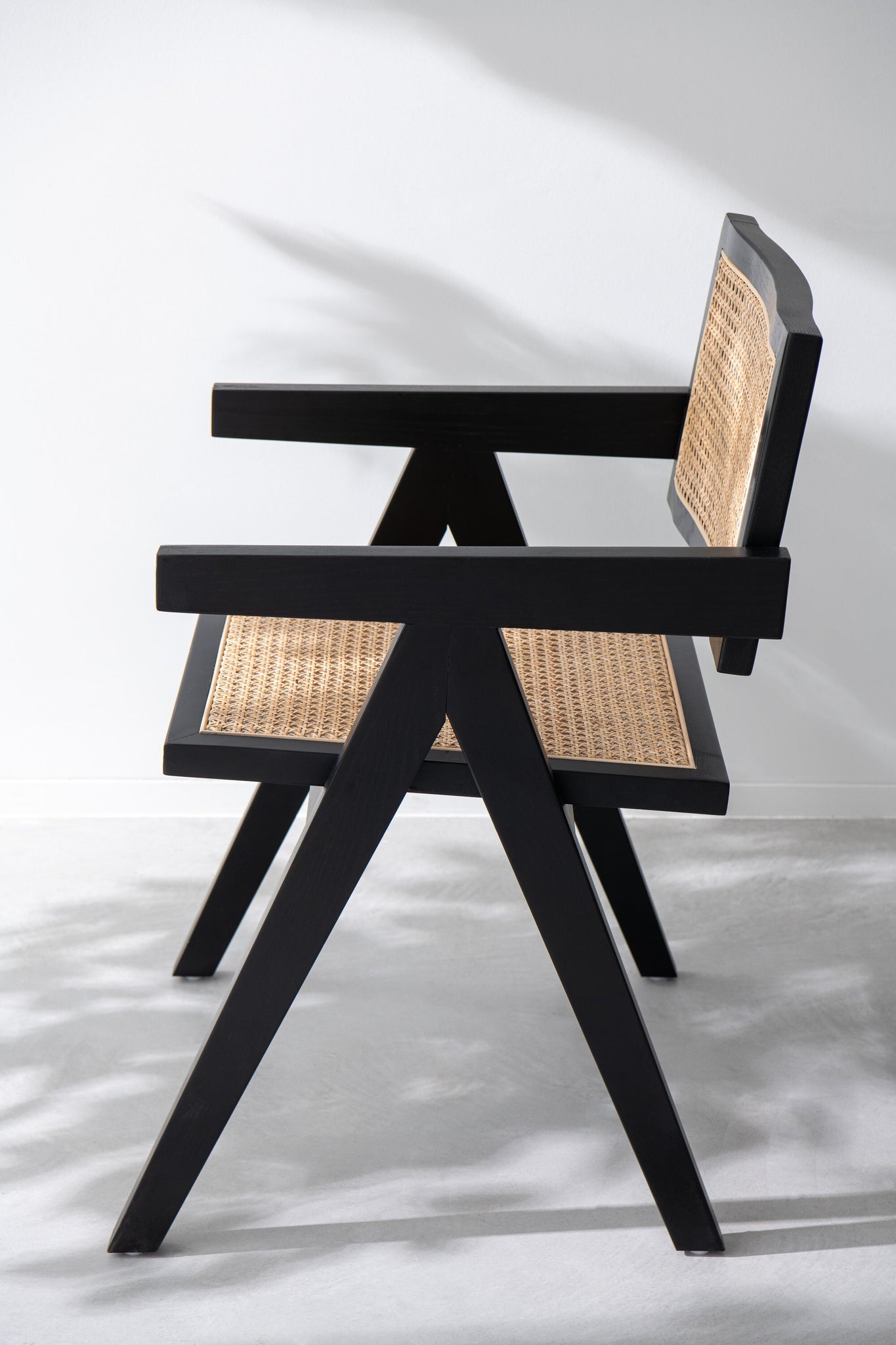 Chair Grid Ash Wood/Rattan Black