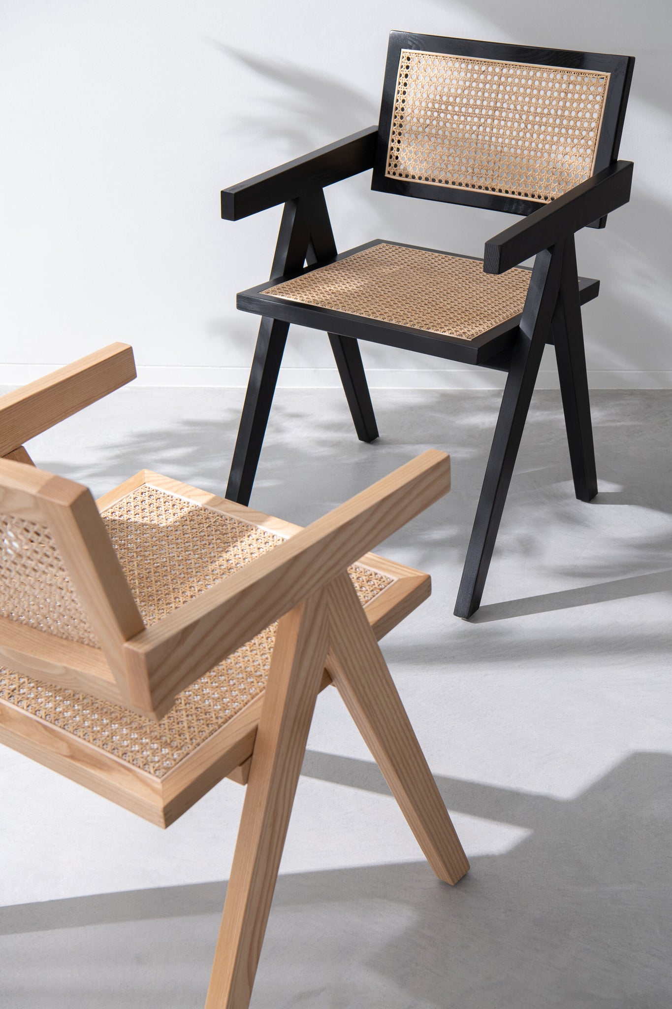 Chair Grid Ash Wood/Rattan Black