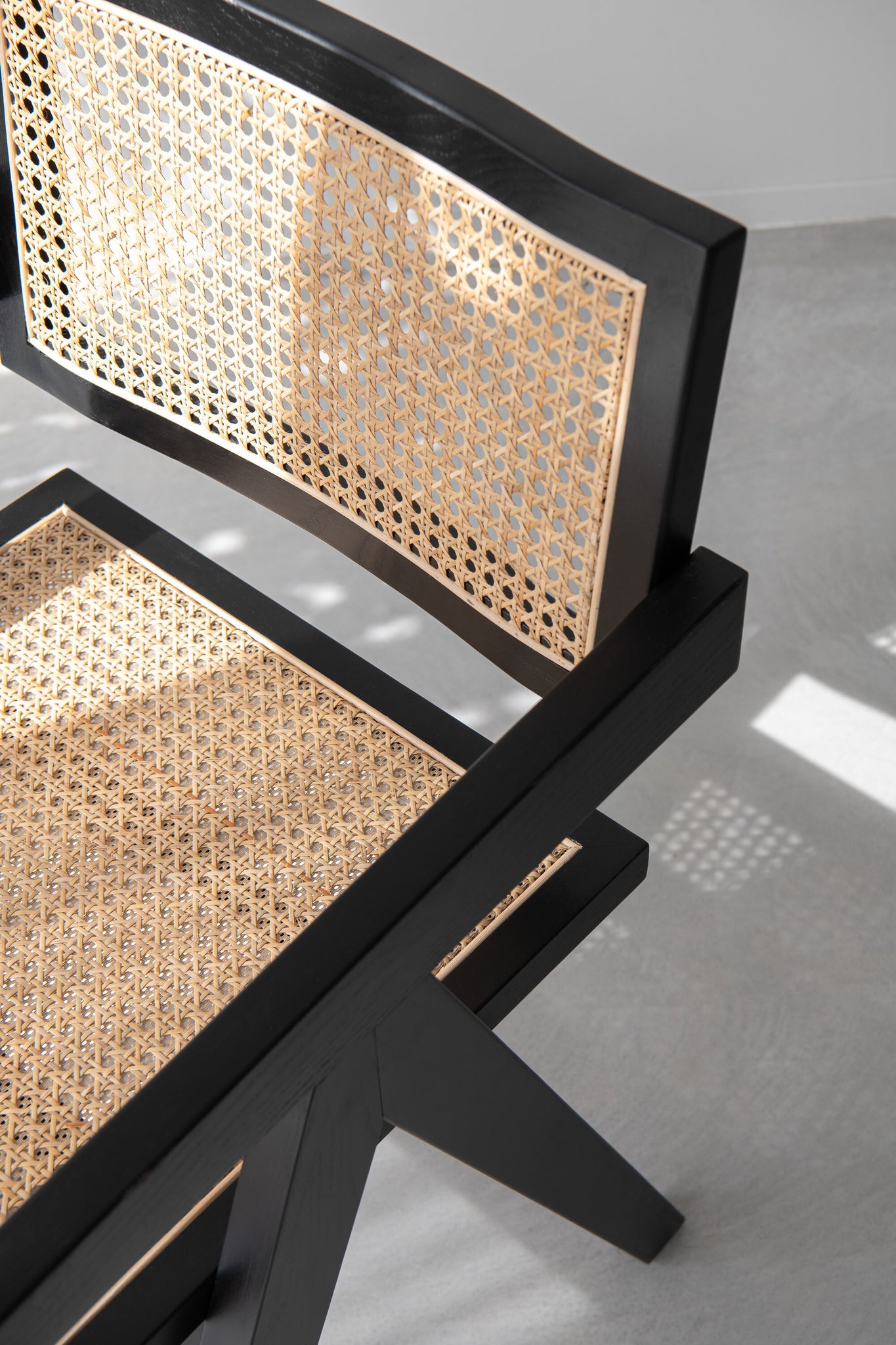 Chair Grid Ash Wood/Rattan Black