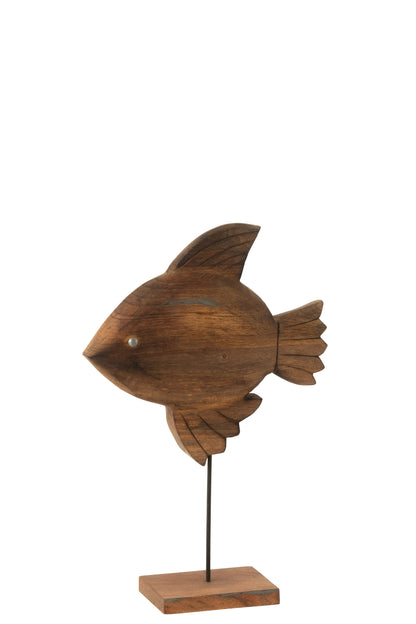 Decoratievis Mangohout/Metaal Bruin/Zwart Groot