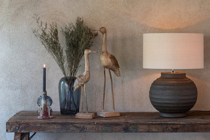 Decoratie Vogel Mangohout/Metaal Beige/Zwart Klein