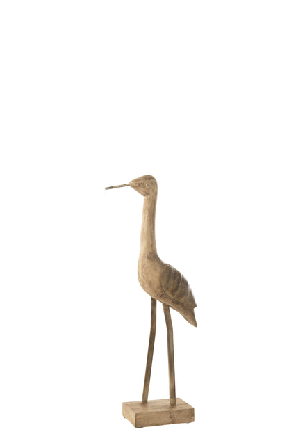 Decoratie Vogel Mangohout/Metaal Beige/Zwart Klein