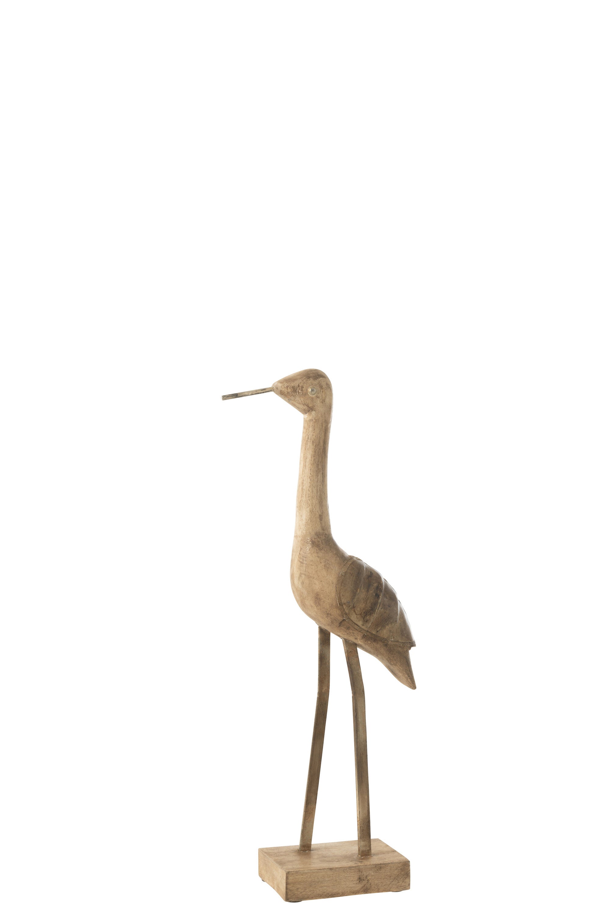 Decoratie Vogel Mangohout/Metaal Beige/Zwart Klein