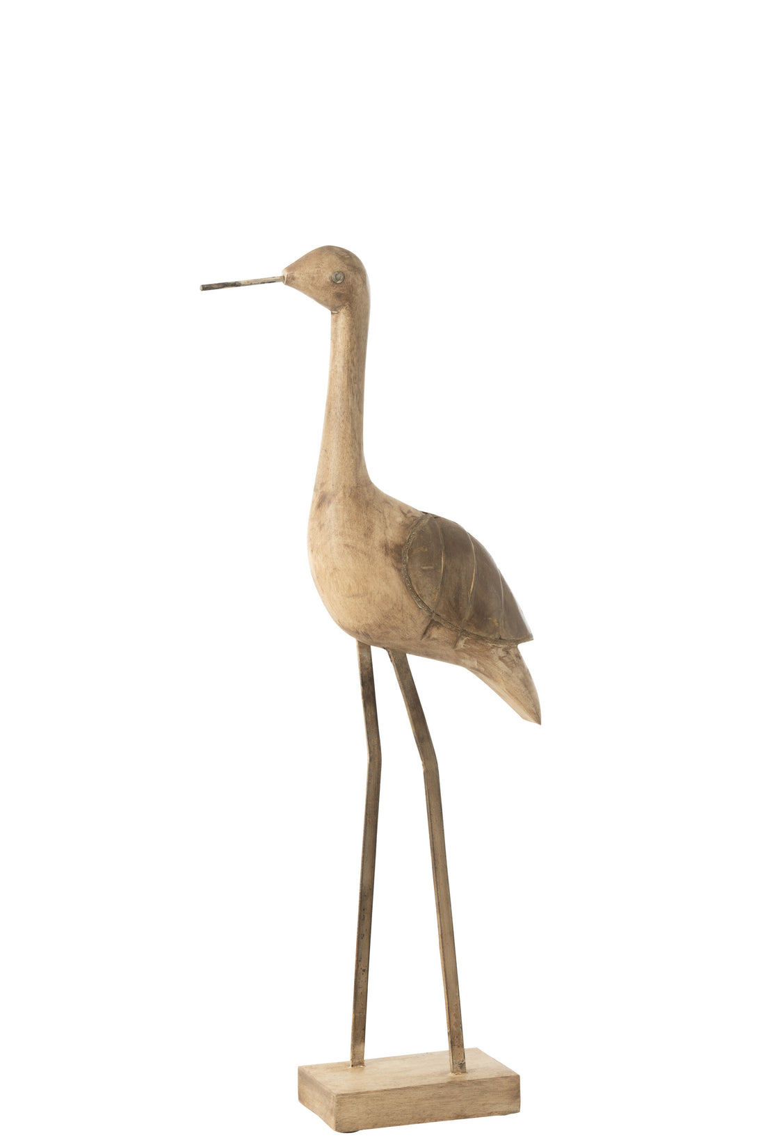 Decoratie Vogel Mangohout/Metaal Beige/Zwart Medium