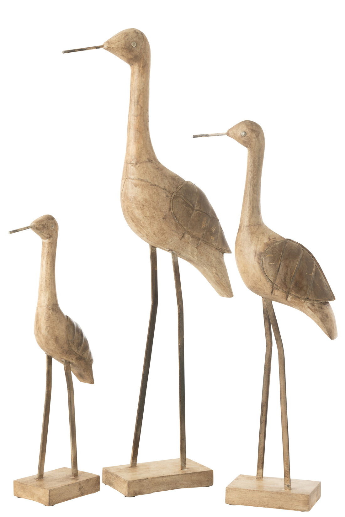 Decoratie Vogel Mangohout/Metaal Beige/Zwart Groot