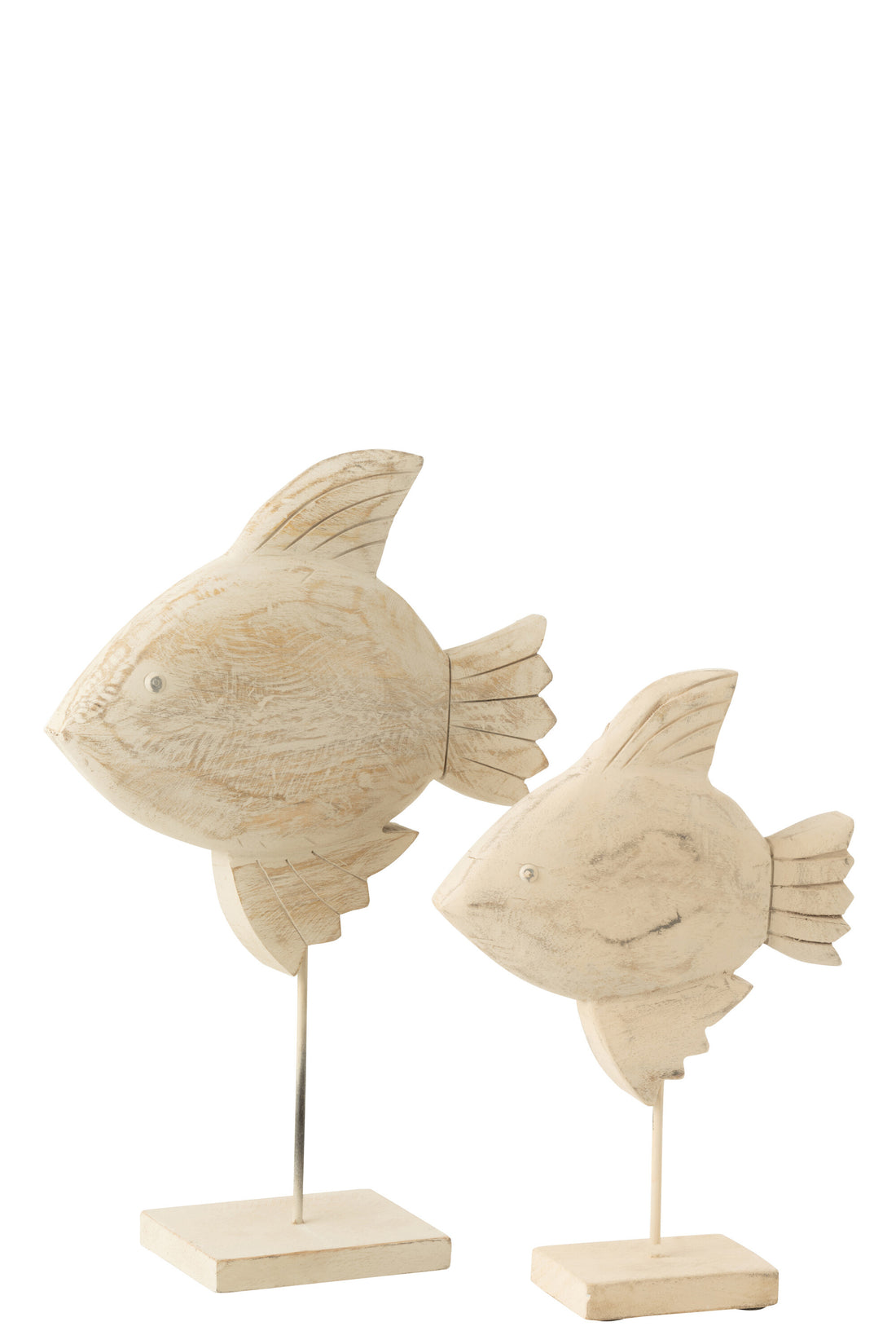 Decoratievis Mangohout/Metaal Natuurlijk/Wit Groot