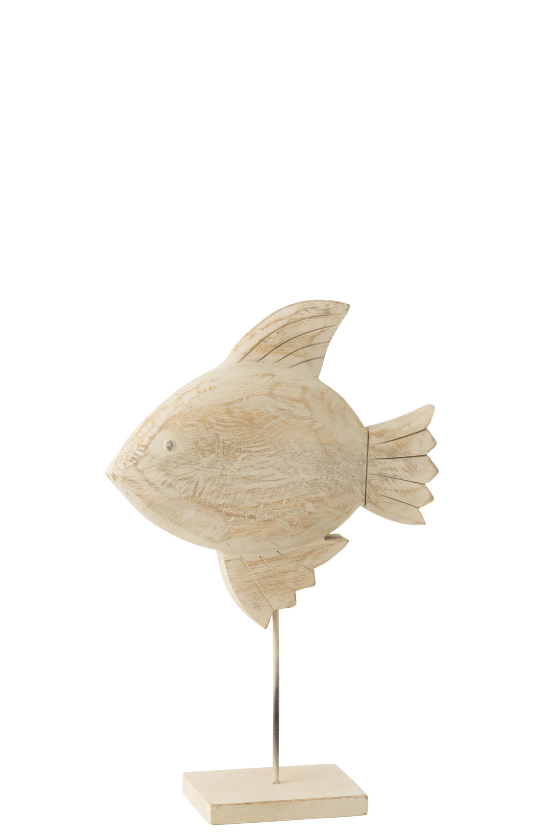 Decoratievis Mangohout/Metaal Natuurlijk/Wit Groot
