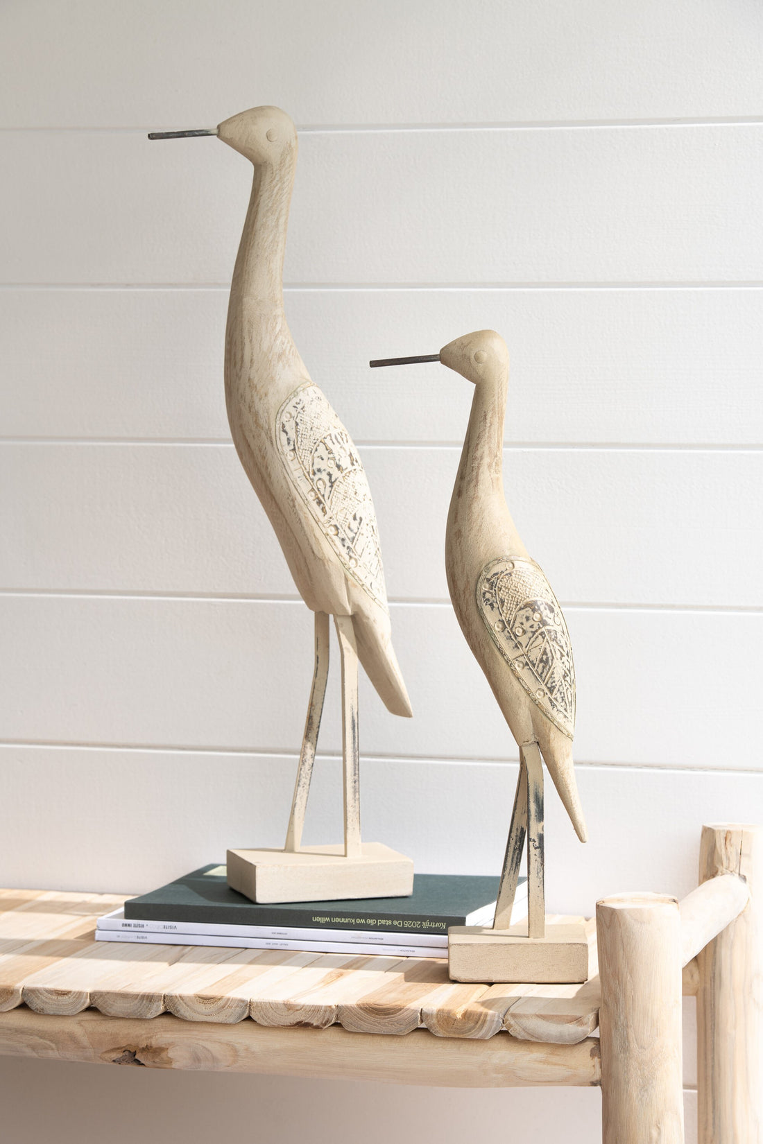 Decoratie Vogel Mangohout/Metaal Mix Middelgroot