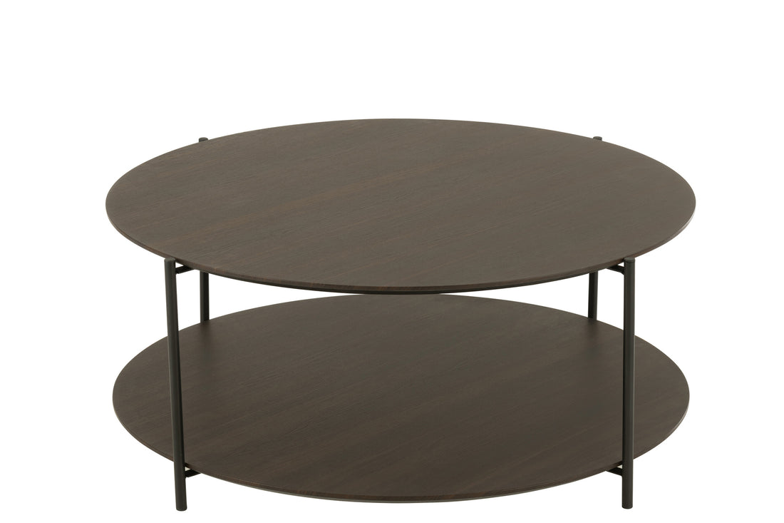 Salontafel rond MDF/metaal donkerbruin klein