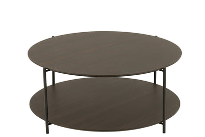 Salontafel rond MDF/metaal donkerbruin klein