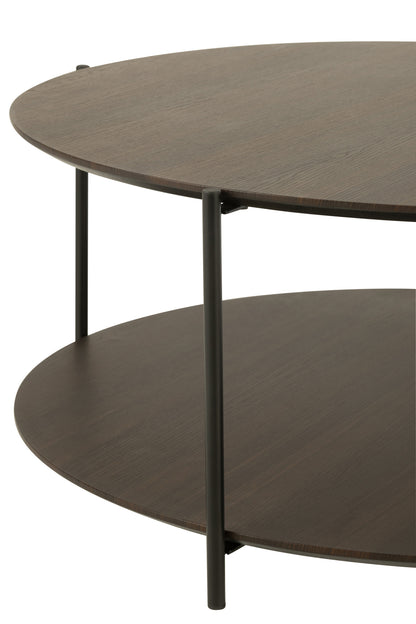 Salontafel rond MDF/metaal donkerbruin klein
