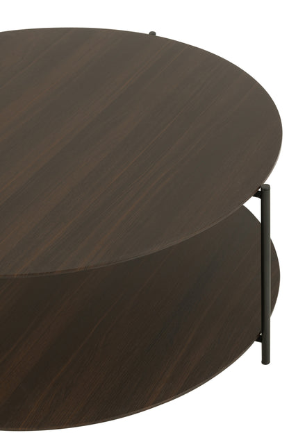 Salontafel rond MDF/metaal donkerbruin klein