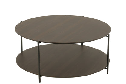Salontafel rond MDF/metaal donkerbruin klein