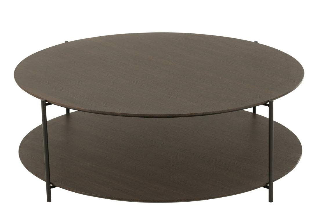 Salontafel rond MDF/metaal donkerbruin groot